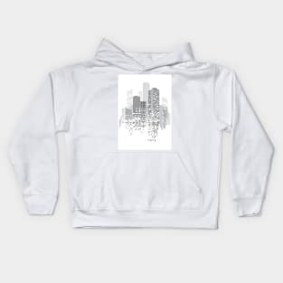 Pixel City. A stylized image of an urban landscape. Kids Hoodie